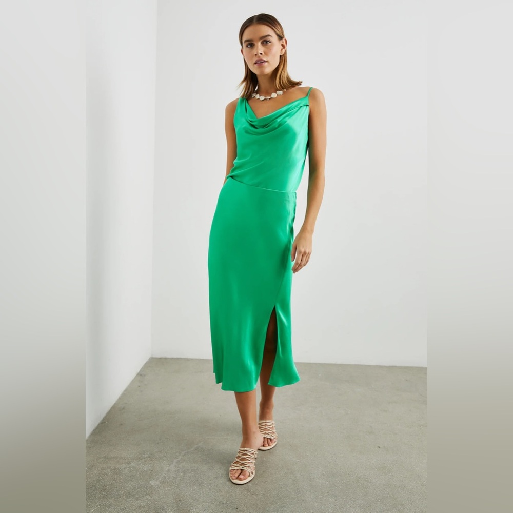 Rails Maya satin midi skirt Jade green Small EUC